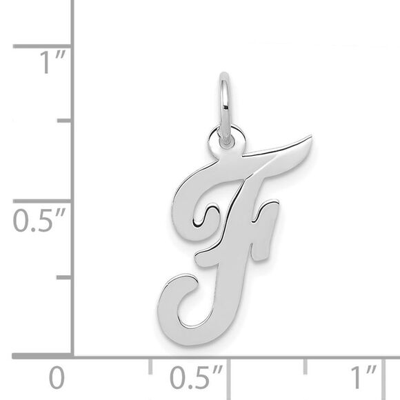 14k White Gold, Madison Collection, Medium Script Initial F Pendant - Picture 4 of 5